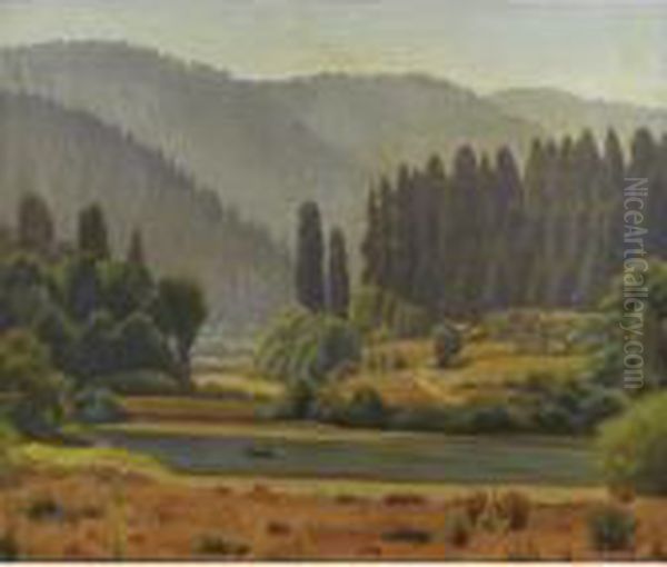 Klamath River Oil Painting by Edward Bruce