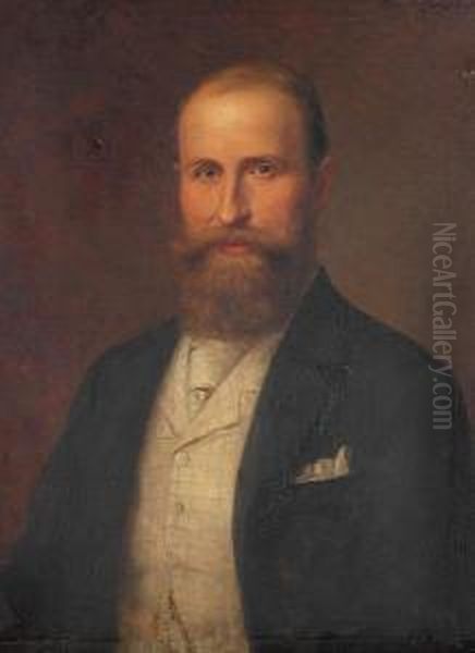 Portrait Of J.f. Ebner Oil Painting by Lajos Bruck