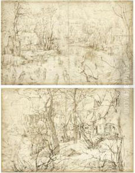 Winter Landscape Oil Painting by Pieter III Brueghel