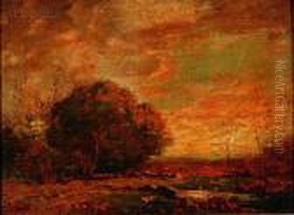 Autumn View Oil Painting by George Matthew Bruestle