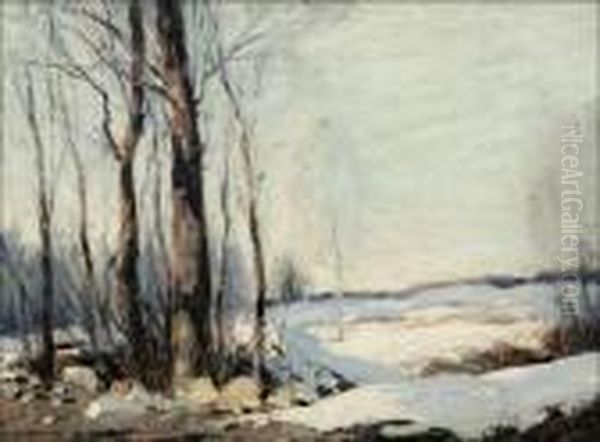 Melting Snow Oil Painting by George Matthew Bruestle