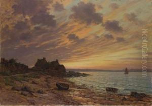 Vue De Brehat Oil Painting by Victor Brugairolles