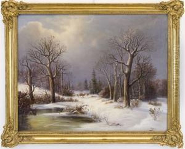 Winterlandschaft Oil Painting by Colestin Brugner