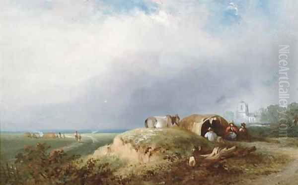 A roadside halt Oil Painting by Richard Parkes Bonington