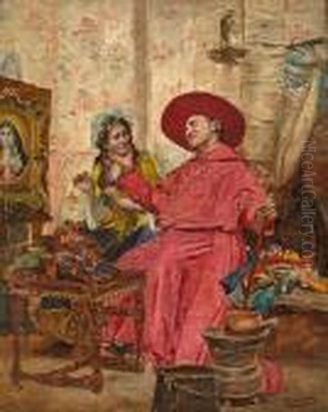 The Cardinal Entertains Oil Painting by Francois Brunery