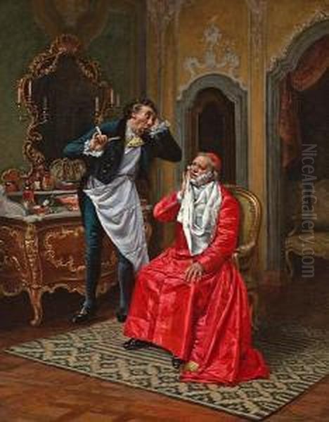 The Awkward Barber Oil Painting by Francois Brunery