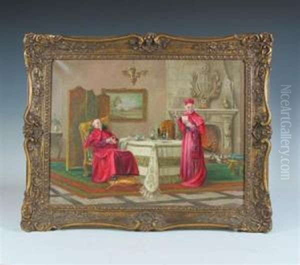 A Painting Of Cardinals Oil Painting by Francois Brunery