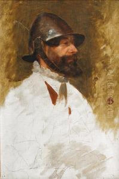 L'homme Au Casque Oil Painting by Francois Brunery