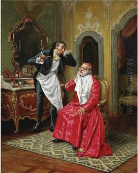 The Awkward Barber Oil Painting by Francois Brunery