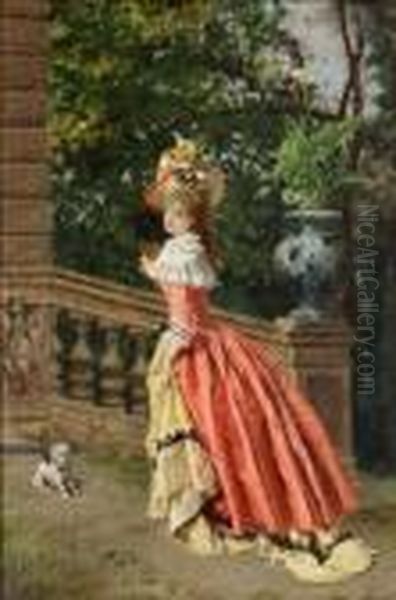 Dama Con Cagnolino Oil Painting by Francois Brunery