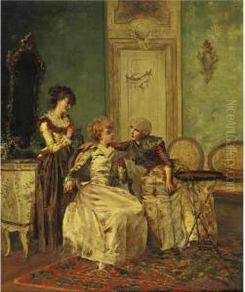 Delicious Conversation Oil Painting by Francois Brunery