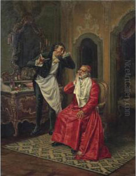 Le Barbier Maladroit Oil Painting by Francois Brunery