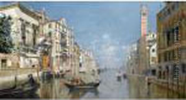 Vue Le Long D'un Canal A Venise Oil Painting by Francois Brunery