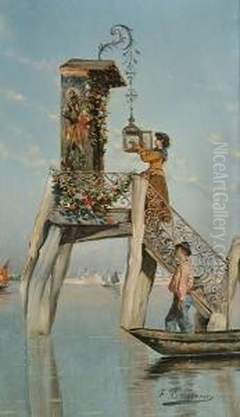 L'oratoire De Saint-michel A Venise Oil Painting by Francois Brunery