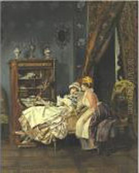 Naughty Maids Oil Painting by Francois Brunery