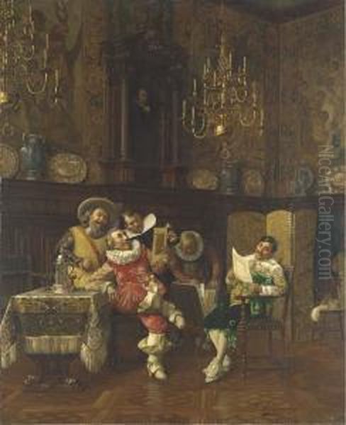 Les Amateurs De Gravures Oil Painting by Francois Brunery