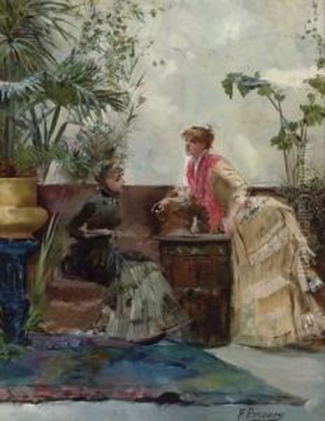 Conversation Oil Painting by Francois Brunery