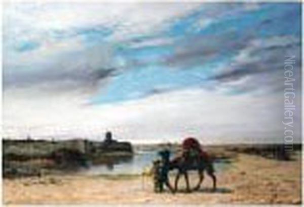 Travellers By The Nile Oil Painting by Pierre Auguste Brunet-Houard