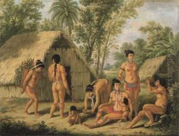 A Family Of Charaibes In The Island Of St. Vincent Oil Painting by Agostino Brunias