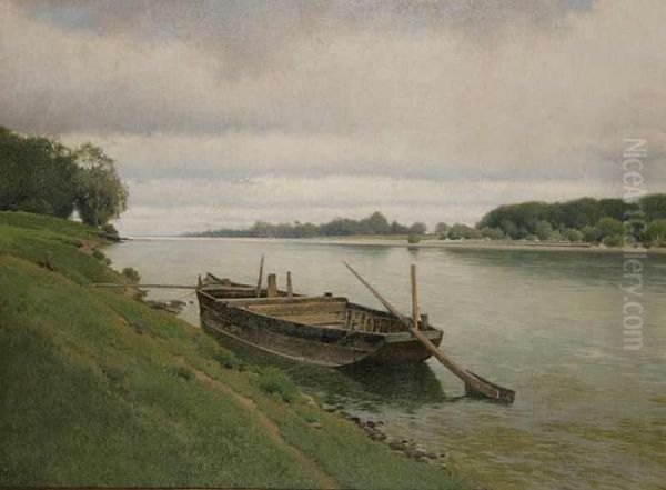 A Landscape With A River Oil Painting by Ferdinand Brunner