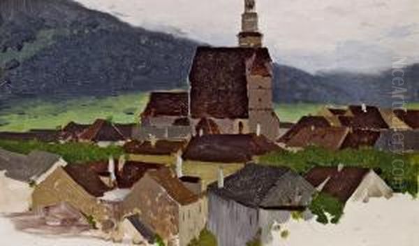 Dorf Oil Painting by Ferdinand Brunner