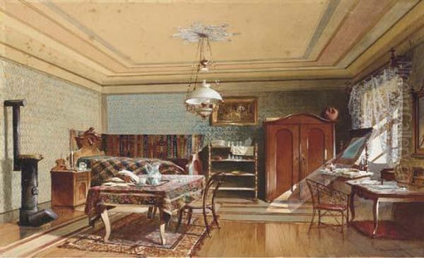 Un Interieur Viennois Oil Painting by Ferdinand Brunner