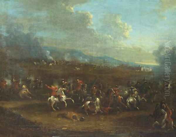 A cavalry skirmish Oil Painting by Alexander van Bredael