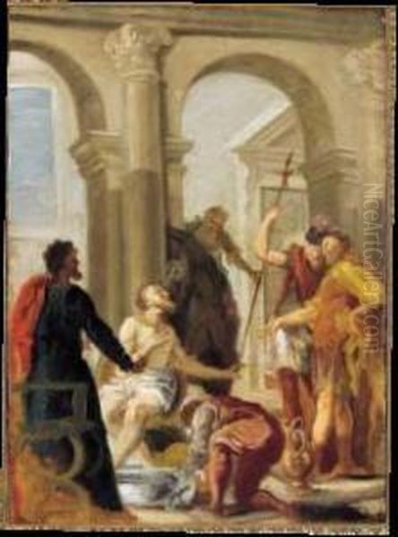 La Morte Di Seneca Oil Painting by Girolamo Brusaferro