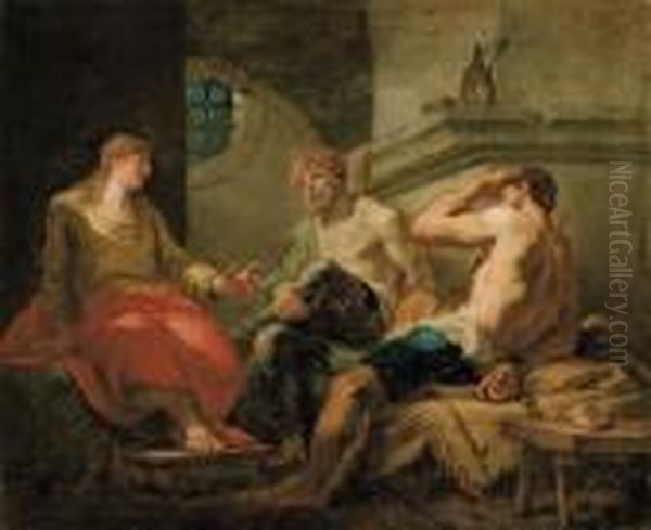 Giuseppe Interpreta I Sogni Ai Suoi Compagni In Prigione Oil Painting by Girolamo Brusaferro