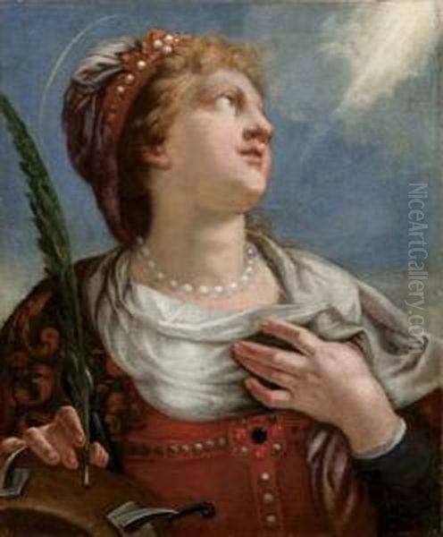 Santa Caterina Oil Painting by Girolamo Brusaferro