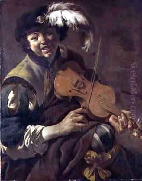 A Boy Playing the Violin Oil Painting by Hendrick Ter Brugghen