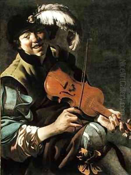 A Boy Violinist Oil Painting by Hendrick Ter Brugghen