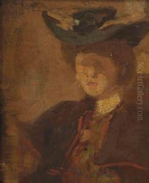 Dame Au Chapeau Oil Painting by Jean Brusselmans