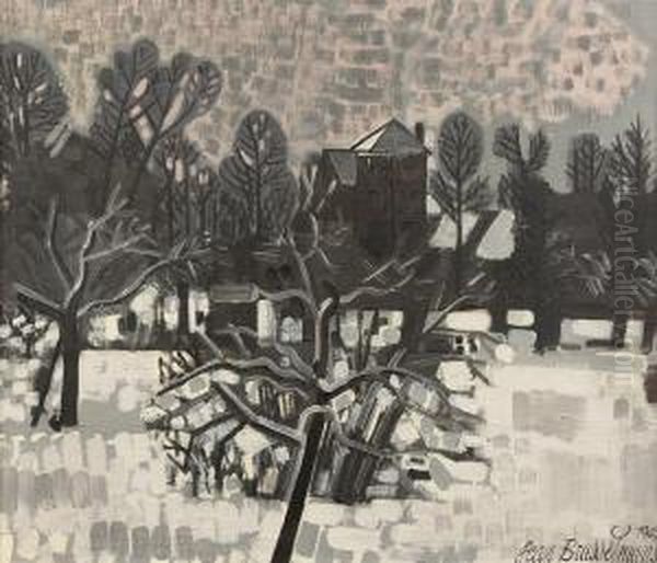 Jardin Sous La Neige, Dilbeek Oil Painting by Jean Brusselmans