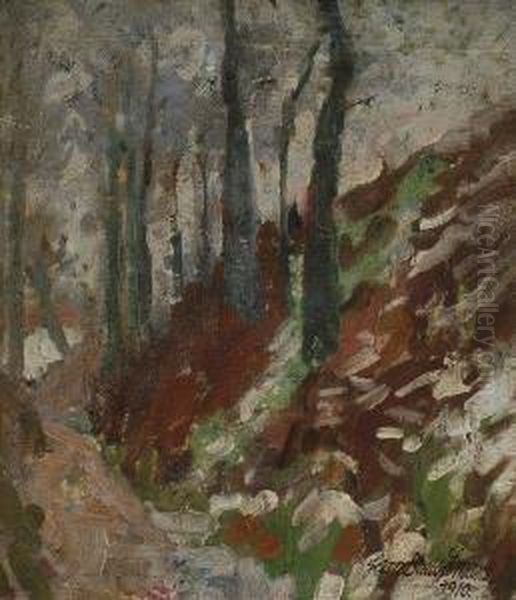 De Holle Weg - Sentier En Foret (1910) Oil Painting by Jean Brusselmans