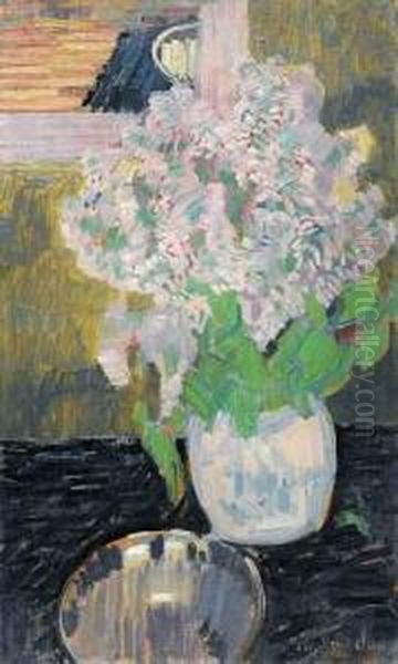 Vaas Met Seringen - Lilas Dans Un Vase (ca. 1914) Oil Painting by Jean Brusselmans