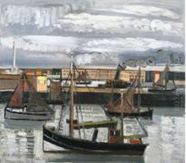 Vaargeul Te Oostende - Le Chenal A Ostende (1936) Oil Painting by Jean Brusselmans