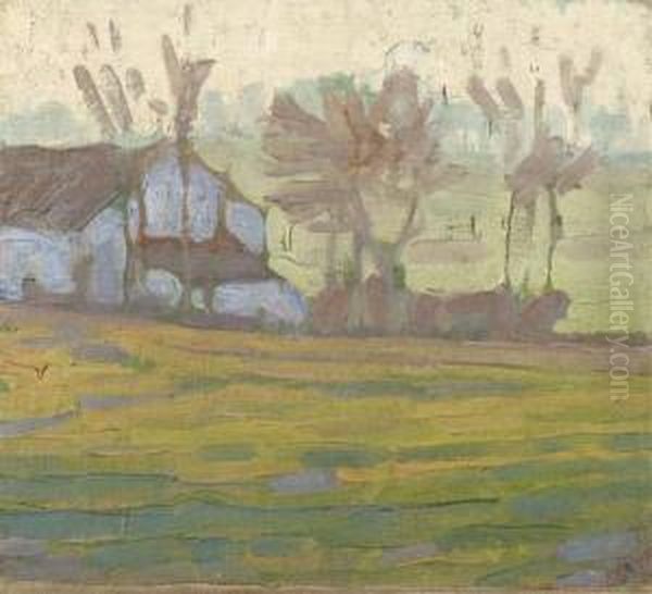 Blauwe Hoeve - La Ferme Bleue Oil Painting by Jean Brusselmans