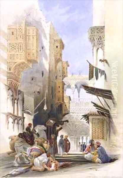 Street Leading to El Azhar, Grand Cairo Oil Painting by A. Margaretta Burr