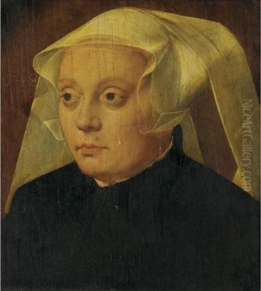 Portrait Of A Lady In White Headdress Oil Painting by Bartholomaeus I Bruyn