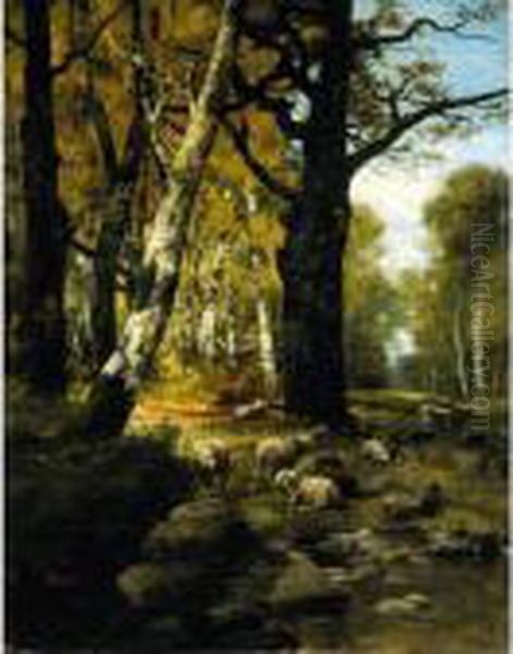 Gregge A Riposo Nel Bosco Oil Painting by Stefano Bruzzi