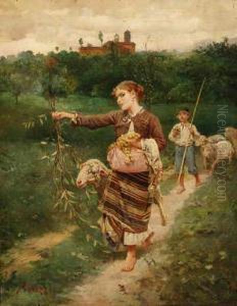 The Grape Pickers Oil Painting by Stefano Bruzzi