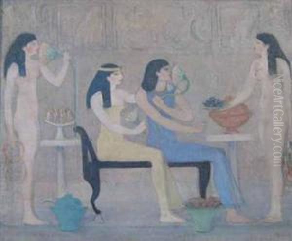 Egyptian Scene Oil Painting by Everett Lloyd Bryant