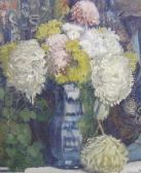 Chrysanthemums Oil Painting by Everett Lloyd Bryant