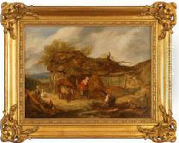 Farmyard Scene Oil Painting by Henry Charles Bryant