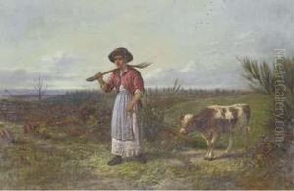 Returning From The Fields Oil Painting by Henry Charles Bryant