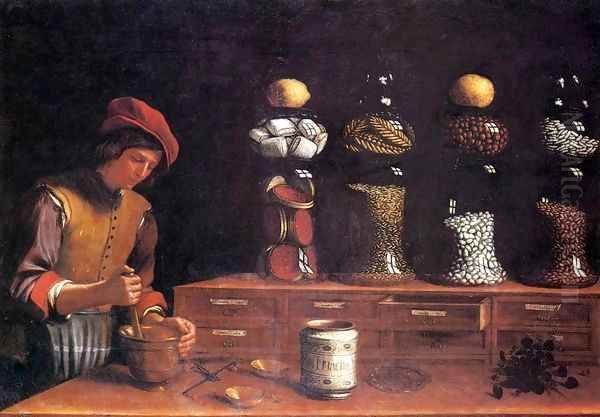 The Spice Shop Oil Painting by Paolo Antonio Barbieri