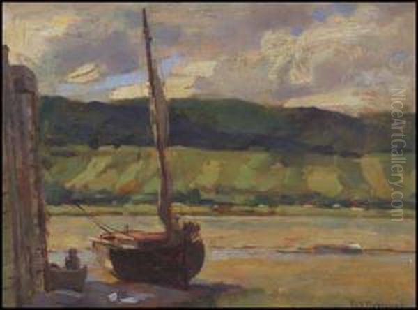 Sailboat At Low Tide Oil Painting by William Brymner