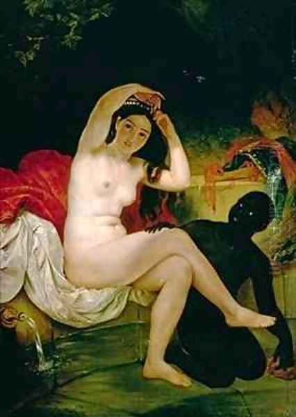 Virsavia, or Bather with a Negro Slave Oil Painting by Karl Pavlovich Bryullov