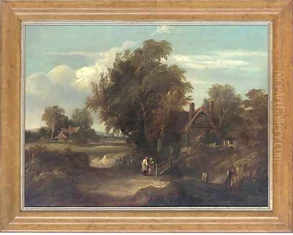 Travellers camped by a stream Oil Painting by Henry John Boddington